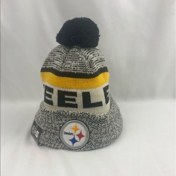 Pittsburgh Steelers New Era NFL Sideline Sport Pom Cuffed Knit Hat // NEW - Picture 4 of 6